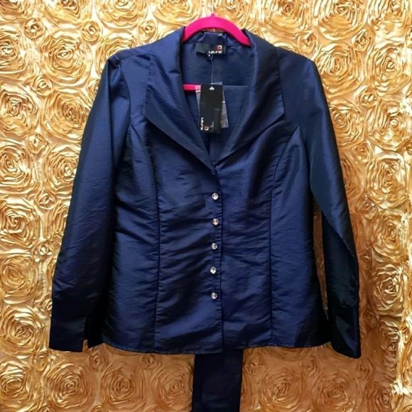 NWT 💜🖤 LAURA Purple Shimmer Evening Top/ Blouse - Picture 3 of 16